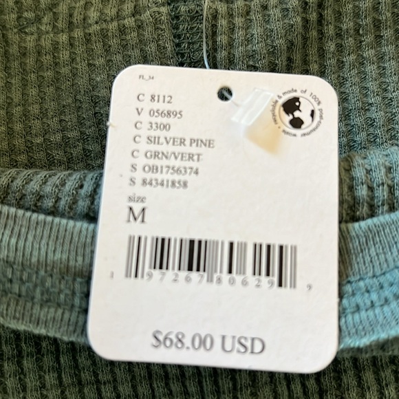 Free People M Microphone Drop oversized, green thermal top. - Picture 3 of 3